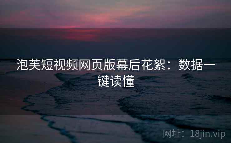 泡芙短视频网页版幕后花絮：数据一键读懂